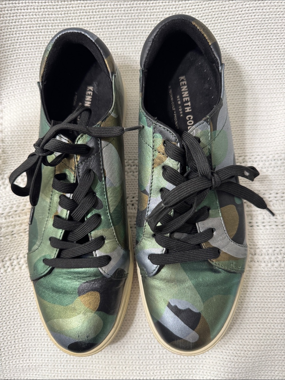 Kenneth Cole Camo Low-Top Sneakers - Green, Black, Brown